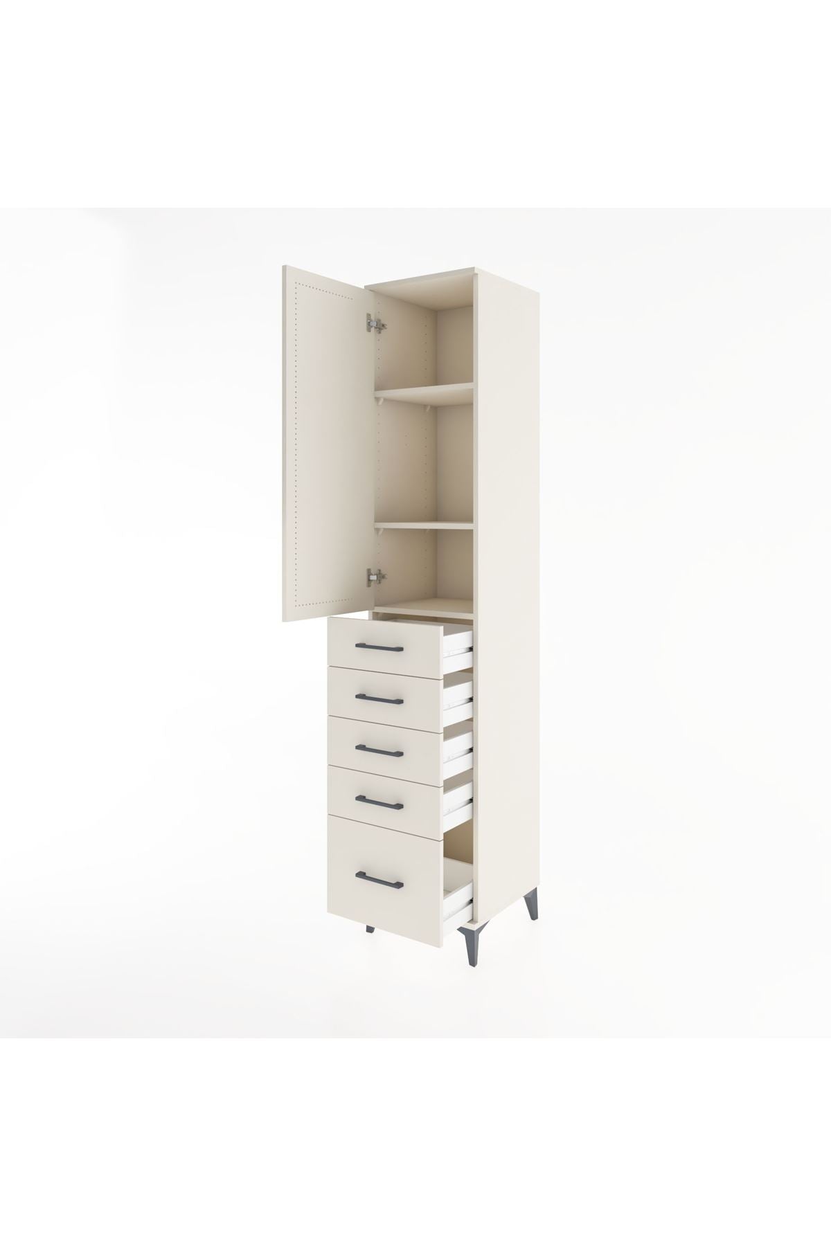 Hyperion Dolap 3 Raflı 5 Çekmeceli Tek Kapaklı 44x44x221 Aytaşı-Aytaşı