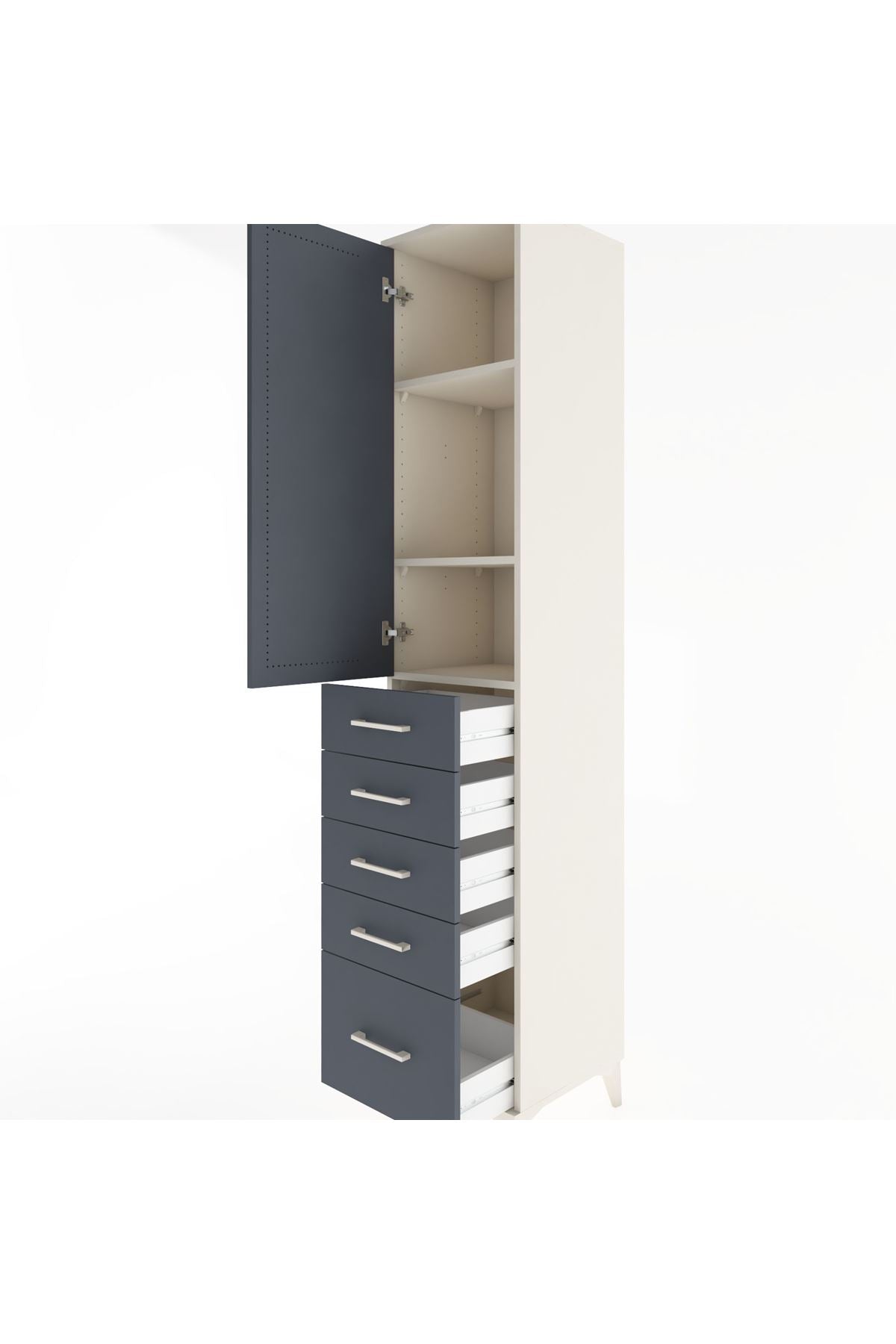 Hyperion Dolap 3 Raflı 5 Çekmeceli Tek Kapaklı 44x44x221 Aytaşı-Antrasit