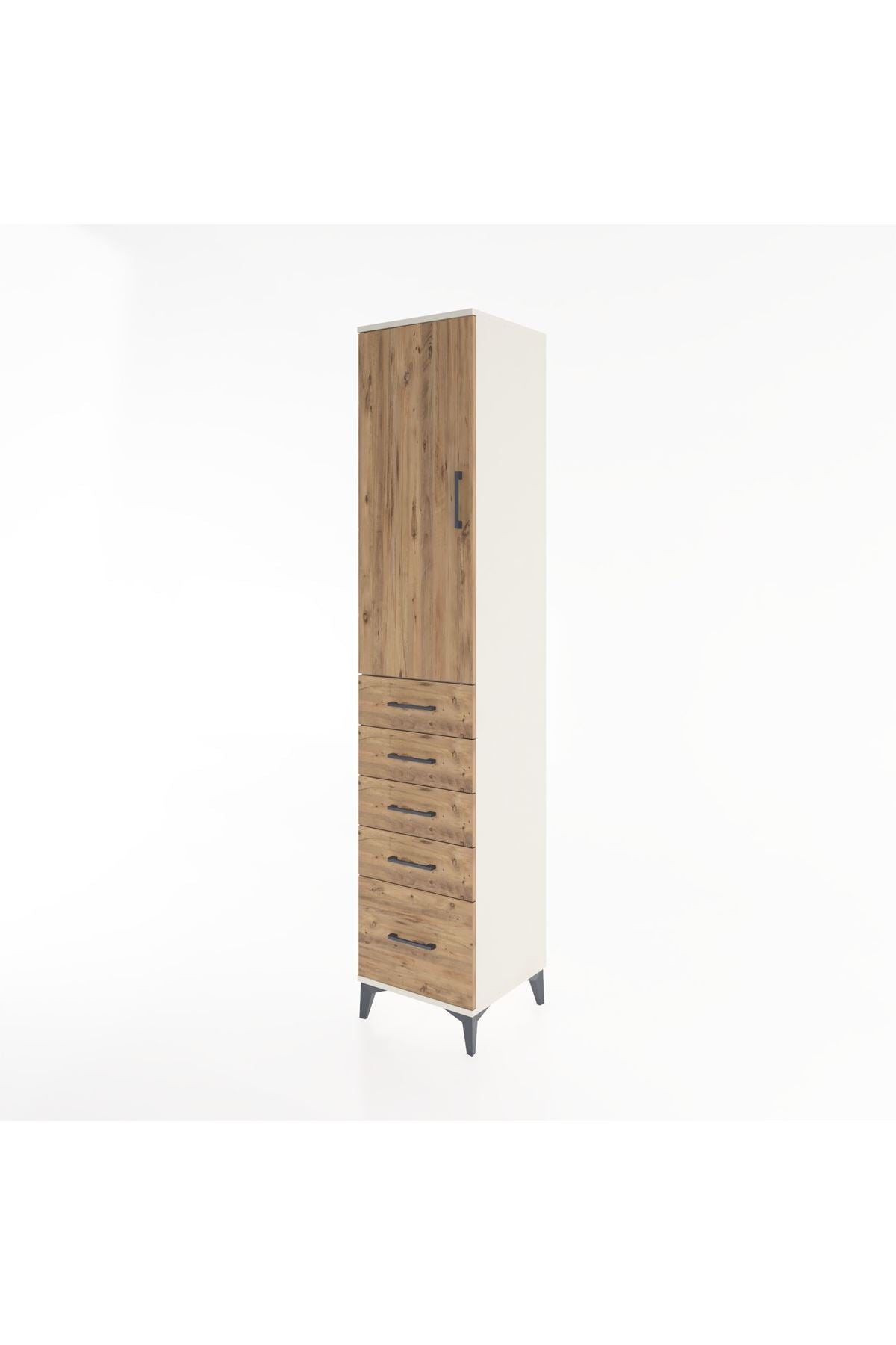 Hyperion Dolap 3 Raflı 5 Çekmeceli Tek Kapaklı 44x44x221 Aytaşı-Çam