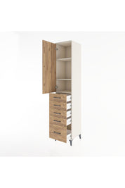 Hyperion Dolap 3 Raflı 5 Çekmeceli Tek Kapaklı 44x44x221 Aytaşı-Çam