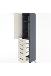 Hyperion Dolap 3 Raflı 5 Çekmeceli Tek Kapaklı 44x44x221 Antrasit-Aytaşı