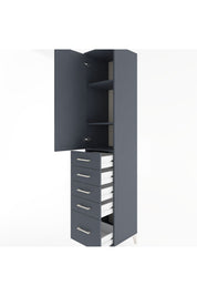 Hyperion Dolap 3 Raflı 5 Çekmeceli Tek Kapaklı 44x44x221 Antrasit-Antrasit