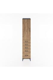 Hyperion Dolap 3 Raflı 5 Çekmeceli Tek Kapaklı 44x44x221 Antrasit-Çam