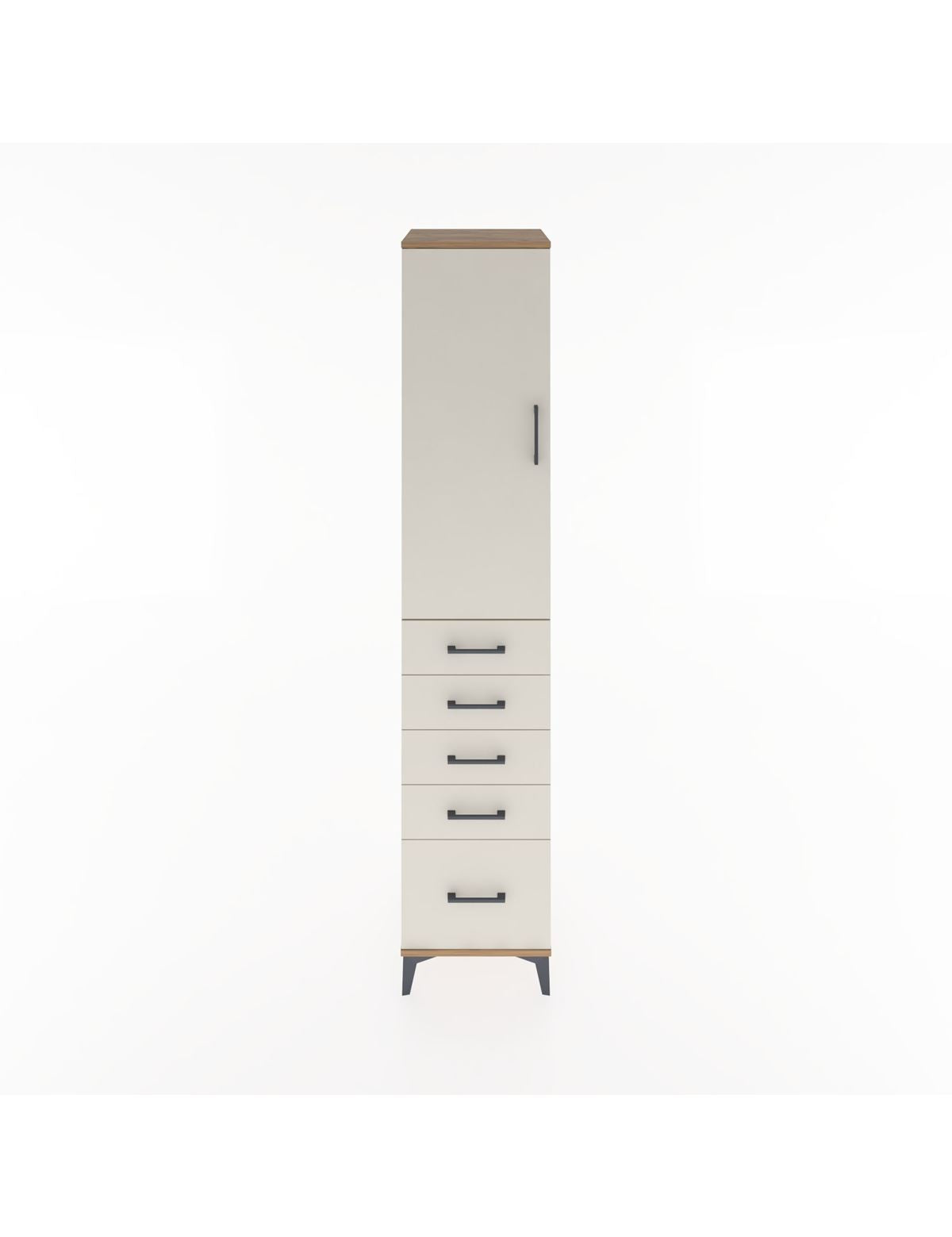 Hyperion Dolap 3 Raflı 5 Çekmeceli Tek Kapaklı 44x44x221 Çam-Aytaşı