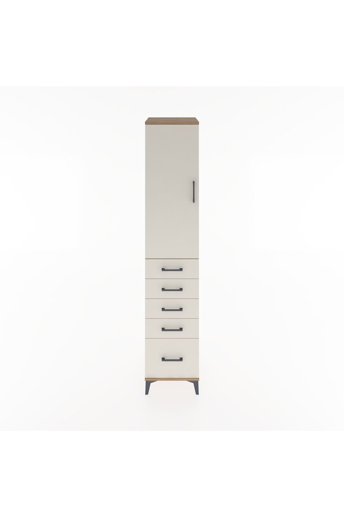 Hyperion Dolap 3 Raflı 5 Çekmeceli Tek Kapaklı 44x44x221 Çam-Aytaşı