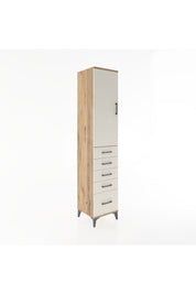 Hyperion Dolap 3 Raflı 5 Çekmeceli Tek Kapaklı 44x44x221 Çam-Aytaşı