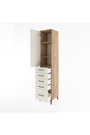 Hyperion Dolap 3 Raflı 5 Çekmeceli Tek Kapaklı 44x44x221 Çam-Aytaşı