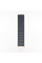 Hyperion Dolap 3 Raflı 5 Çekmeceli Tek Kapaklı 44x44x221 Çam-Antrasit