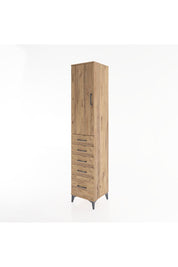 Hyperion Dolap 3 Raflı 5 Çekmeceli Tek Kapaklı 44x44x221 Çam-Çam