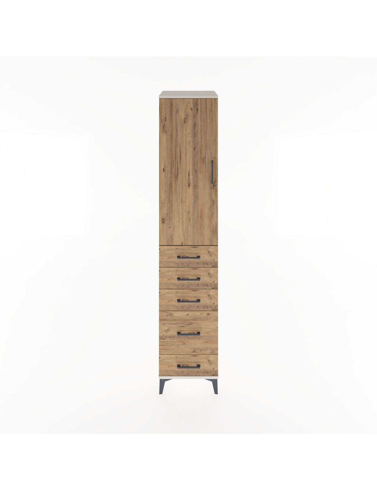 Hyperion Dolap 2 Raflı 5 Çekmeceli Tek Askılı 44x44x221 Aytaşı-Çam