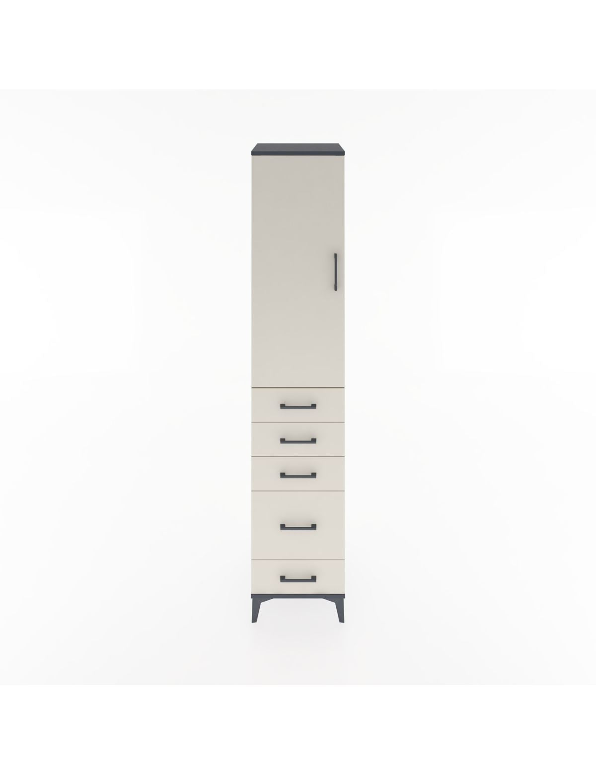 Hyperion Dolap 2 Raflı 5 Çekmeceli Tek Askılı 44x44x221 Antrasit-Aytaşı