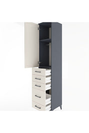 Hyperion Dolap 2 Raflı 5 Çekmeceli Tek Askılı 44x44x221 Antrasit-Aytaşı