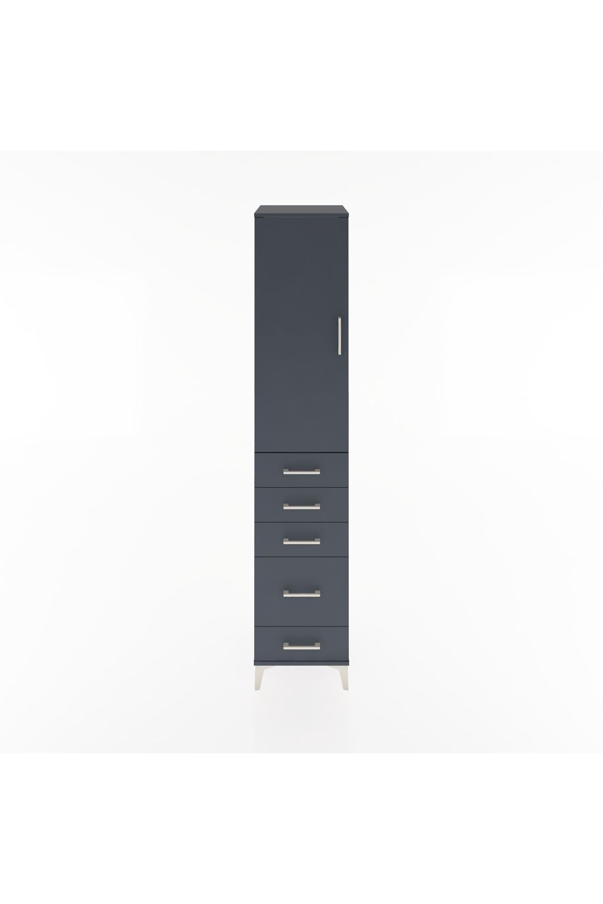 Hyperion Dolap 2 Raflı 5 Çekmeceli Tek Askılı 44x44x221 Antrasit-Antrasit