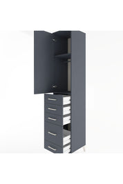 Hyperion Dolap 2 Raflı 5 Çekmeceli Tek Askılı 44x44x221 Antrasit-Antrasit