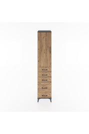 Hyperion Dolap 2 Raflı 5 Çekmeceli Tek Askılı 44x44x221 Antrasit-Çam