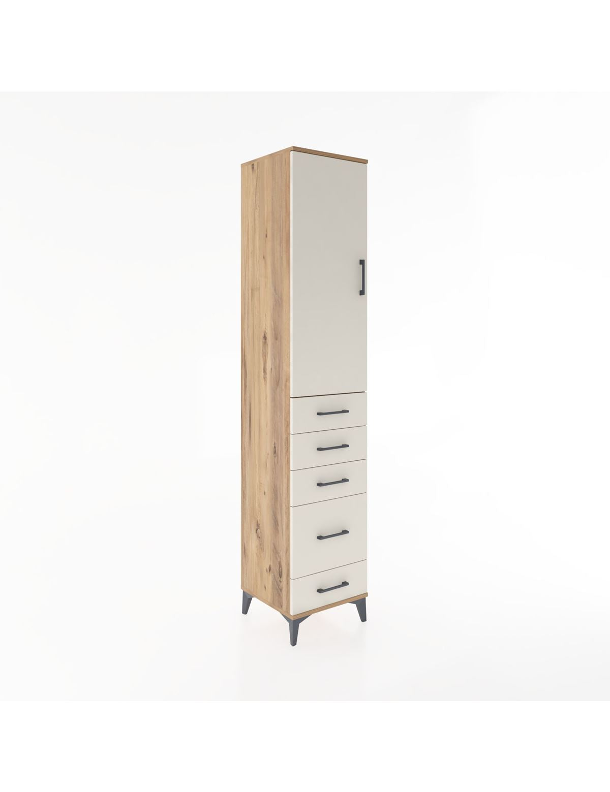 Hyperion Dolap 2 Raflı 5 Çekmeceli Tek Askılı 44x44x221 Çam-Aytaşı