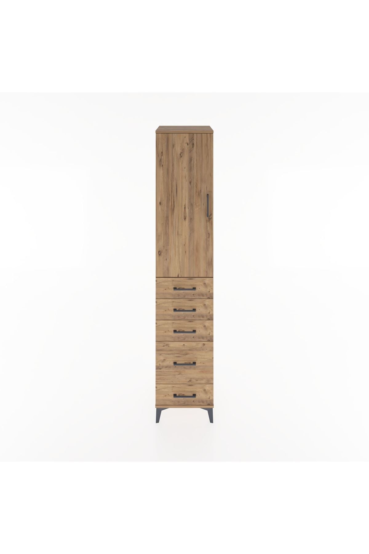 Hyperion Dolap 2 Raflı 5 Çekmeceli Tek Askılı 44x44x221 Çam-Çam