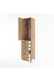 Hyperion Dolap 2 Raflı 5 Çekmeceli Tek Askılı 44x44x221 Çam-Çam