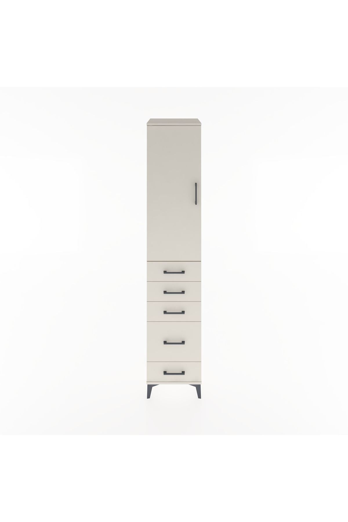 Hyperion Dolap 3 Raflı 5 Çekmeceli Tek Kapaklı 44x44x221 Aytaşı-Aytaşı