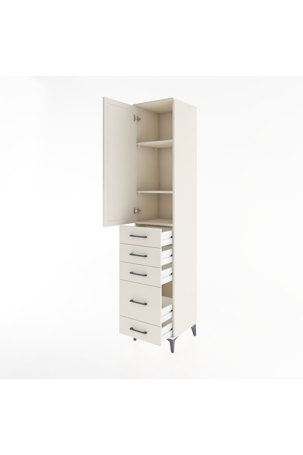 Hyperion Dolap 3 Raflı 5 Çekmeceli Tek Kapaklı 44x44x221 Aytaşı-Aytaşı