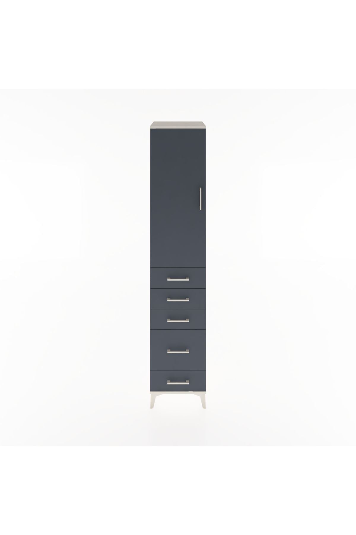 Hyperion Dolap 3 Raflı 5 Çekmeceli Tek Kapaklı 44x44x221 Aytaşı-Antrasit