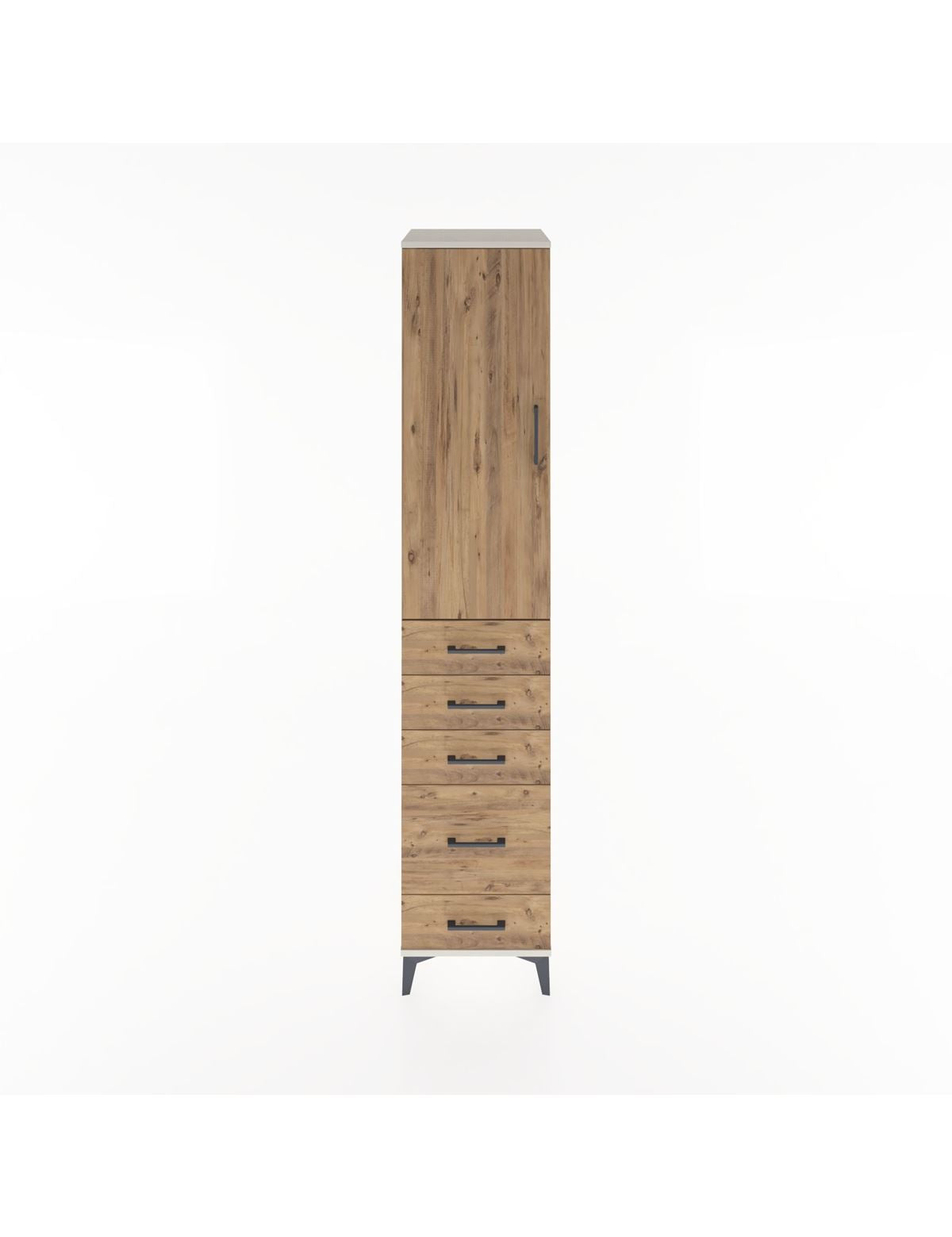 Hyperion Dolap 3 Raflı 5 Çekmeceli Tek Kapaklı 44x44x221 Aytaşı-Çam