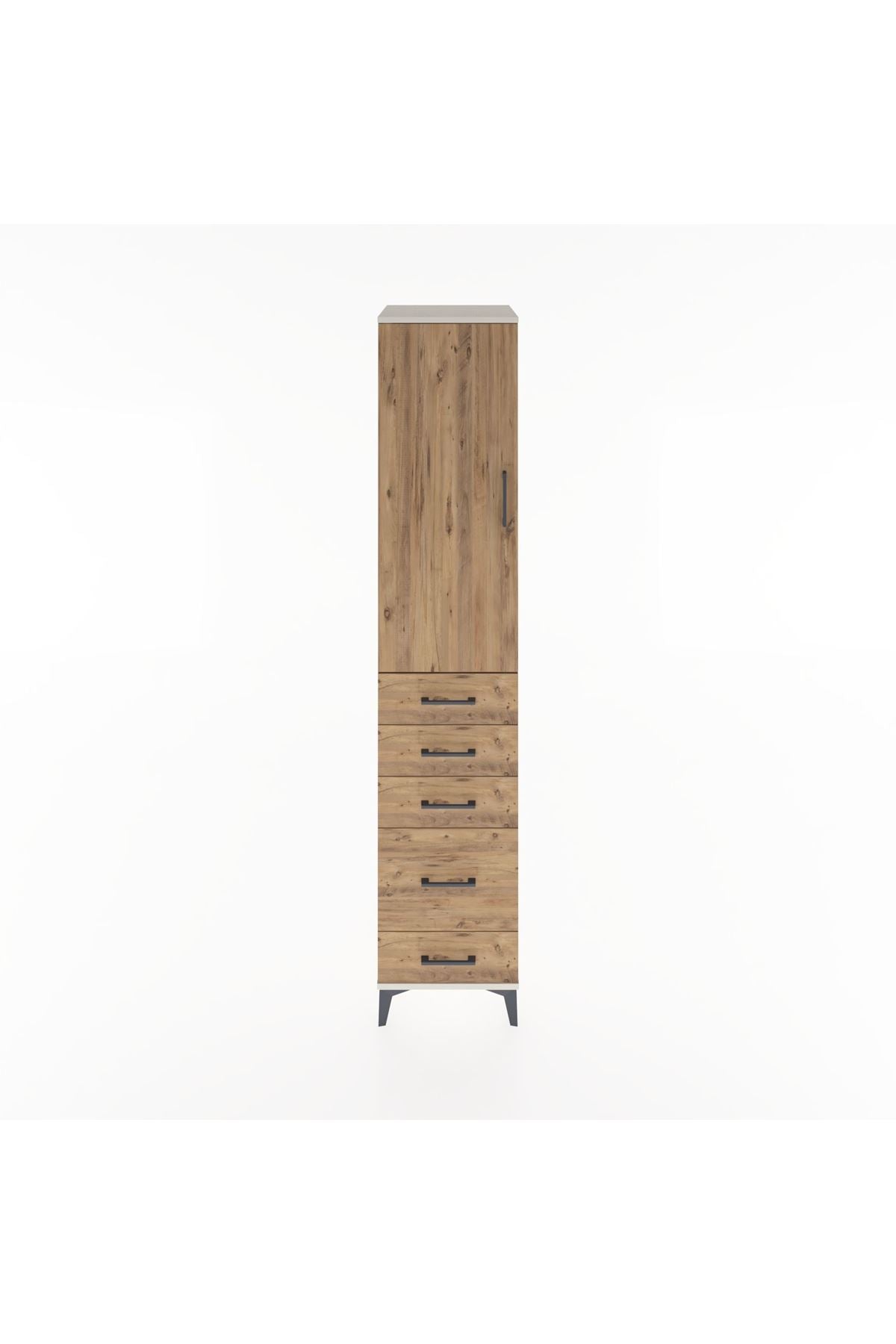 Hyperion Dolap 3 Raflı 5 Çekmeceli Tek Kapaklı 44x44x221 Aytaşı-Çam