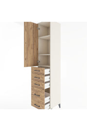 Hyperion Dolap 3 Raflı 5 Çekmeceli Tek Kapaklı 44x44x221 Aytaşı-Çam