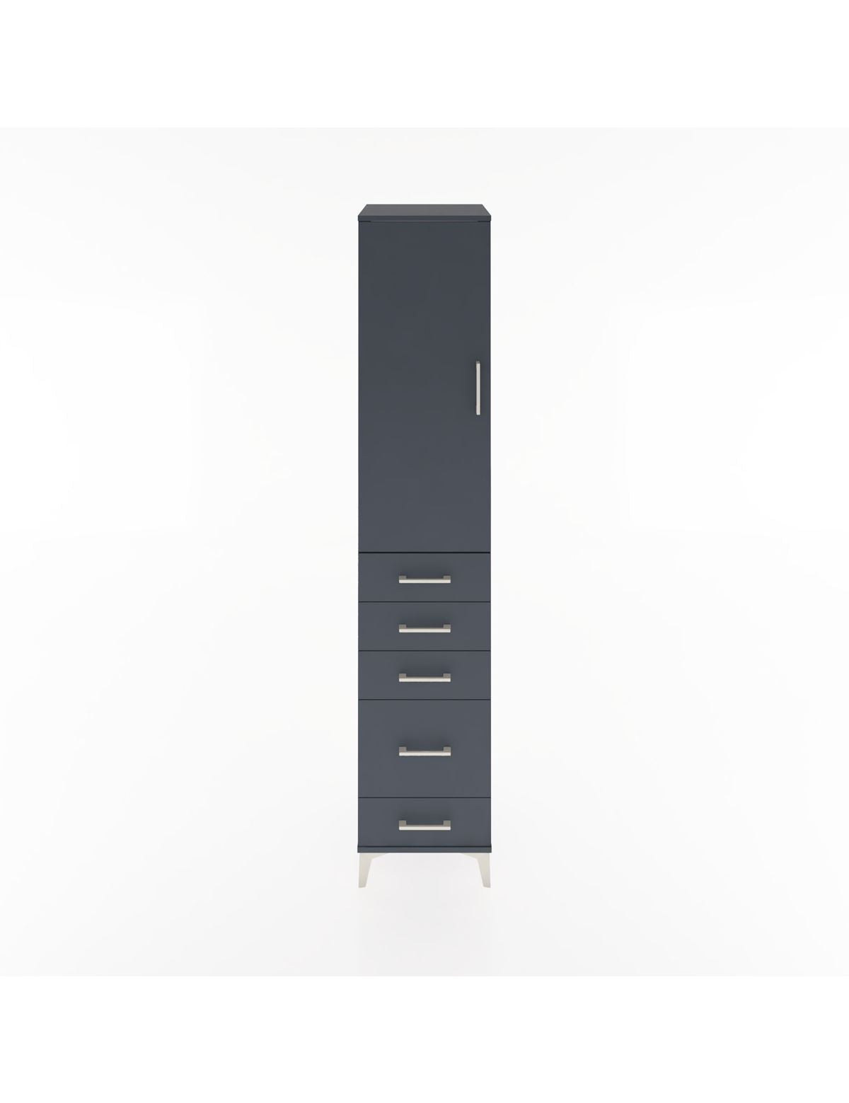 Hyperion Dolap 3 Raflı 5 Çekmeceli Tek Kapaklı 44x44x221 Antrasit-Antrasit