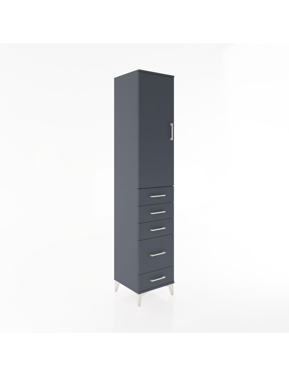 Hyperion Dolap 3 Raflı 5 Çekmeceli Tek Kapaklı 44x44x221 Antrasit-Antrasit