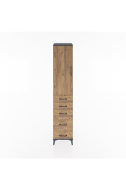 Hyperion Dolap 3 Raflı 5 Çekmeceli Tek Kapaklı 44x44x221 Antrasit-Çam