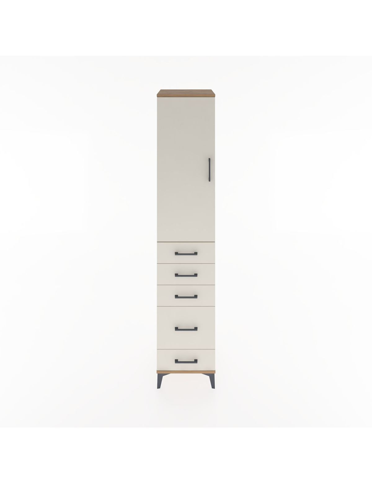 Hyperion Dolap 3 Raflı 5 Çekmeceli Tek Kapaklı 44x44x221 Çam-Aytaşı