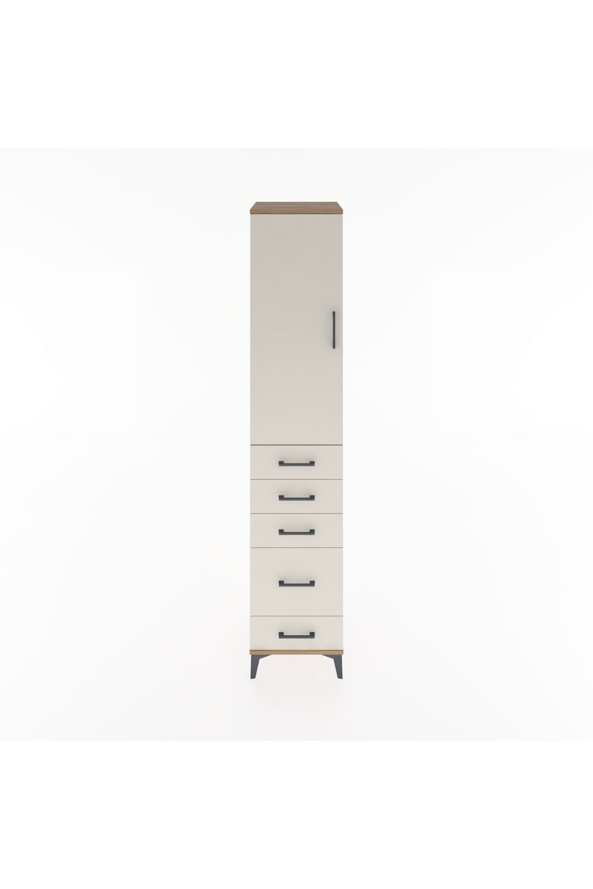 Hyperion Dolap 3 Raflı 5 Çekmeceli Tek Kapaklı 44x44x221 Çam-Aytaşı