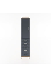 Hyperion Dolap 3 Raflı 5 Çekmeceli Tek Kapaklı 44x44x221 Çam-Antrasit