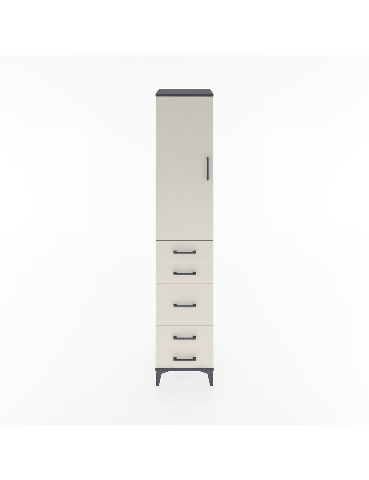 Hyperion Dolap 2 Raflı 5 Çekmeceli Tek Askılı 44x44x221 Antrasit-Aytaşı