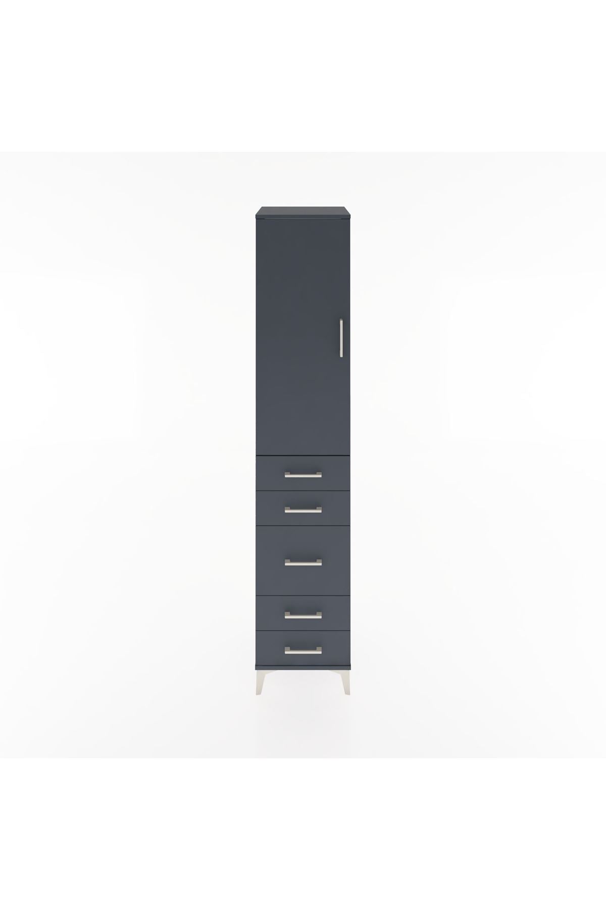 Hyperion Dolap 2 Raflı 5 Çekmeceli Tek Askılı 44x44x221 Antrasit-Antrasit