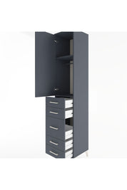 Hyperion Dolap 2 Raflı 5 Çekmeceli Tek Askılı 44x44x221 Antrasit-Antrasit