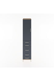 Hyperion Dolap 2 Raflı 5 Çekmeceli Tek Askılı 44x44x221 Çam-Antrasit