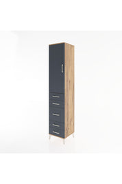 Hyperion Dolap 2 Raflı 5 Çekmeceli Tek Askılı 44x44x221 Çam-Antrasit