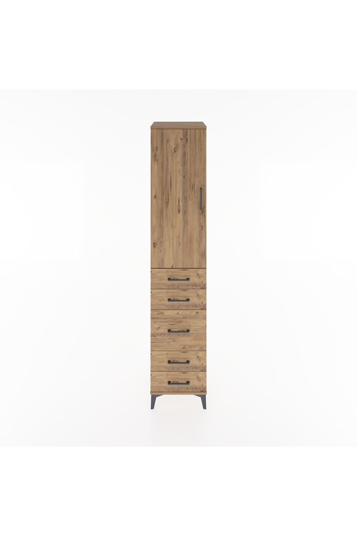 Hyperion Dolap 2 Raflı 5 Çekmeceli Tek Askılı 44x44x221 Çam-Çam