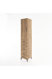 Hyperion Dolap 2 Raflı 5 Çekmeceli Tek Askılı 44x44x221 Çam-Çam