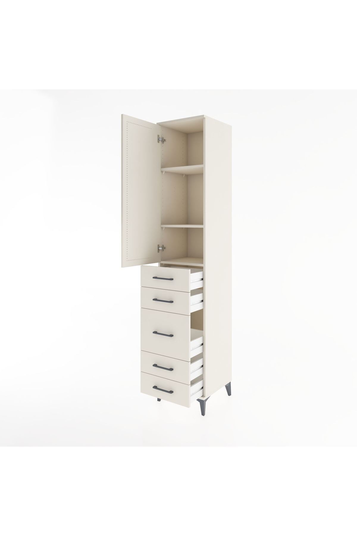 Hyperion Dolap 3 Raflı 5 Çekmeceli Tek Kapaklı 44x44x221 Aytaşı-Aytaşı