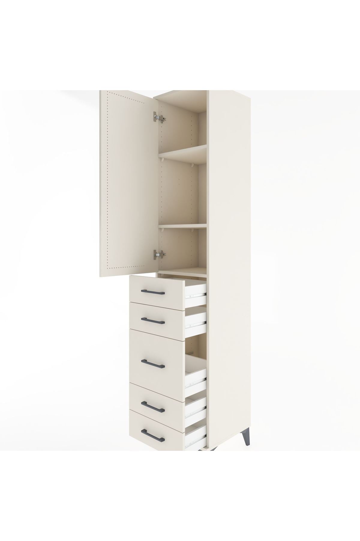 Hyperion Dolap 3 Raflı 5 Çekmeceli Tek Kapaklı 44x44x221 Aytaşı-Aytaşı