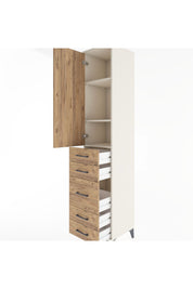 Hyperion Dolap 3 Raflı 5 Çekmeceli Tek Kapaklı 44x44x221 Aytaşı-Çam