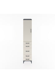 Hyperion Dolap 3 Raflı 5 Çekmeceli Tek Kapaklı 44x44x221 Antrasit-Aytaşı