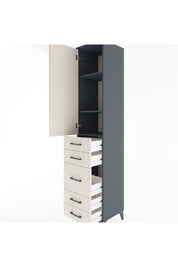 Hyperion Dolap 3 Raflı 5 Çekmeceli Tek Kapaklı 44x44x221 Antrasit-Aytaşı