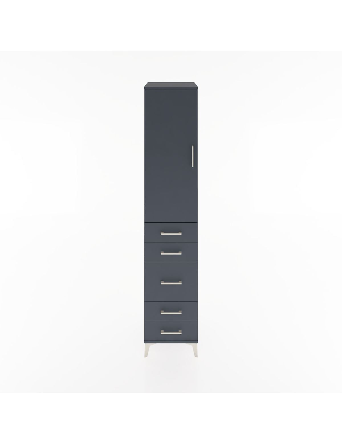 Hyperion Dolap 3 Raflı 5 Çekmeceli Tek Kapaklı 44x44x221 Antrasit-Antrasit