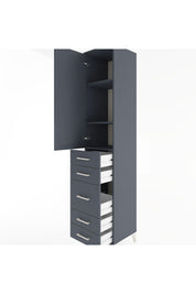 Hyperion Dolap 3 Raflı 5 Çekmeceli Tek Kapaklı 44x44x221 Antrasit-Antrasit