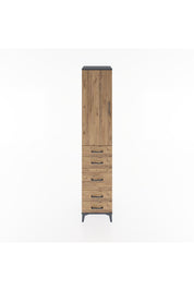 Hyperion Dolap 3 Raflı 5 Çekmeceli Tek Kapaklı 44x44x221 Antrasit-Çam