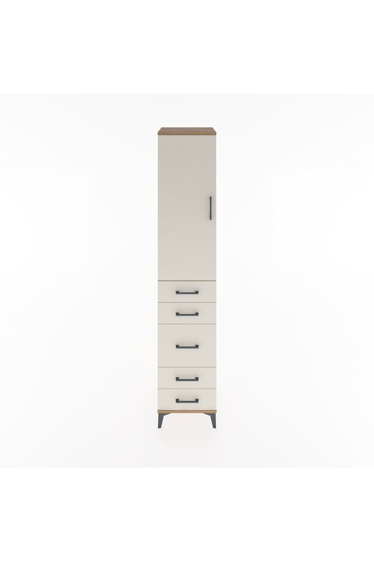 Hyperion Dolap 3 Raflı 5 Çekmeceli Tek Kapaklı 44x44x221 Çam-Aytaşı